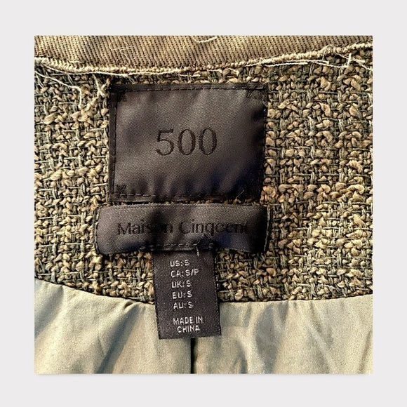 Maison Cinqcent Tweed Military Jacket Zipper Detail Moto Military Jacket Small - Picture 10 of 12